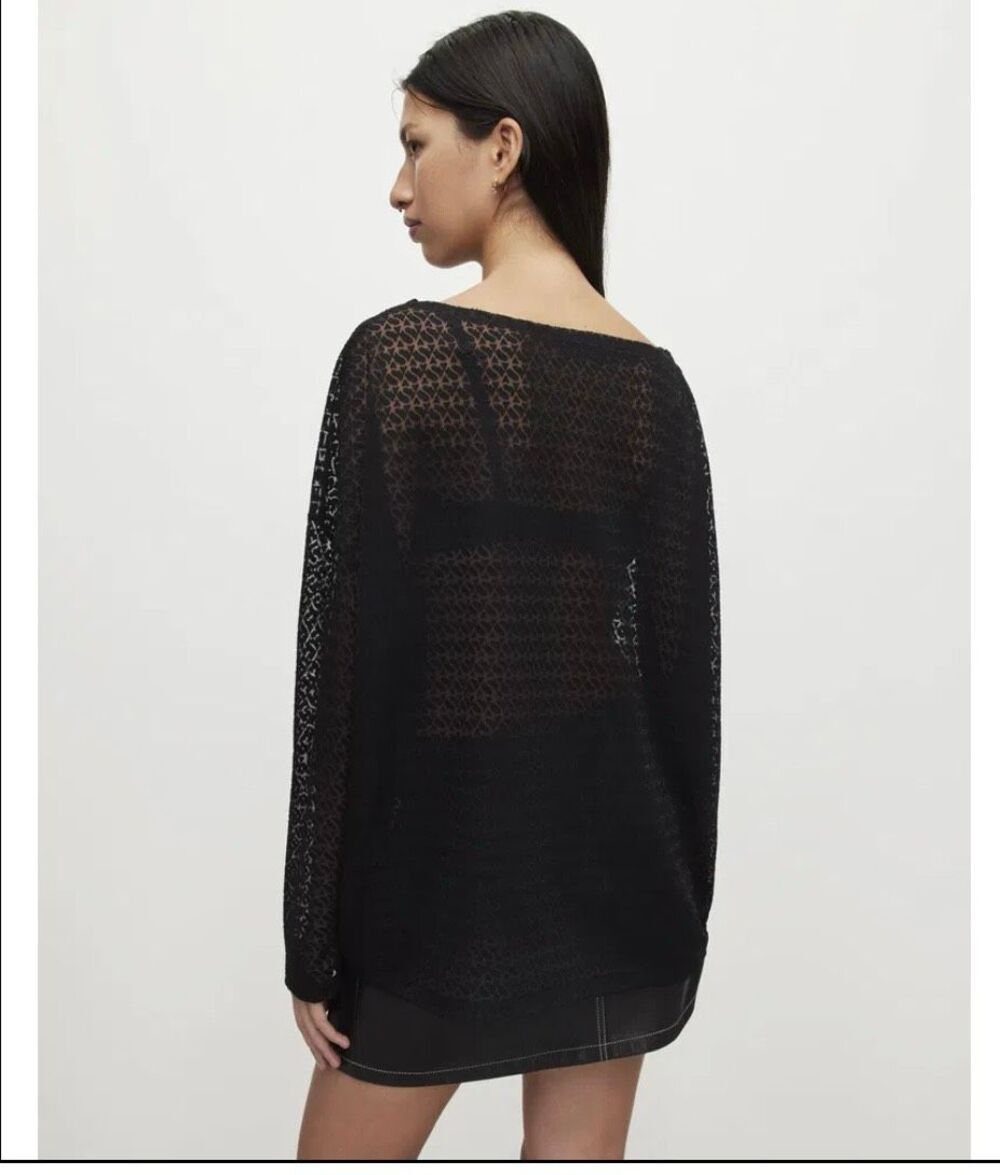 All Saints Devore Rita Shirt Black Size Small NWT All Over S Design - Picture 2 of 11